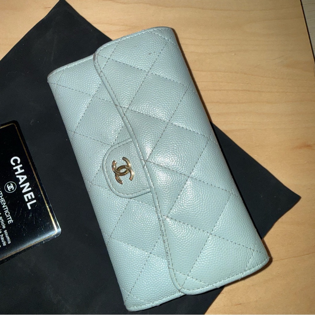 Quilted Light Blue Womens Wallet